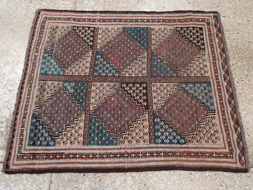 Antique Central Asia Turkoman Throw Rug, No.22598 - Staging