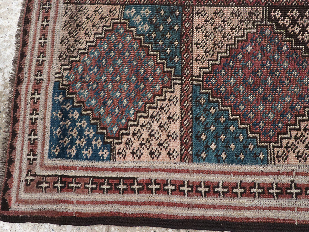 Antique Central Asia Turkoman Throw Rug, No.22598 - Staging