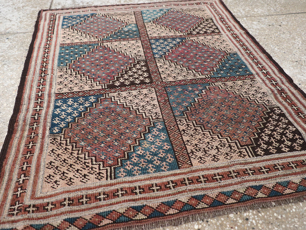 Antique Central Asia Turkoman Throw Rug, No.22598 - Staging