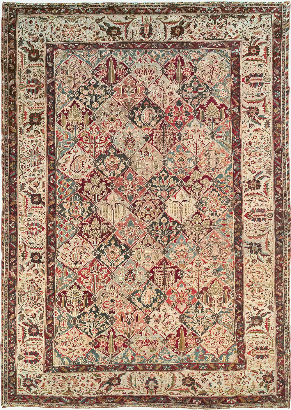 Antique Persian Bakhtiari Large Carpet, No.22602 - Staging