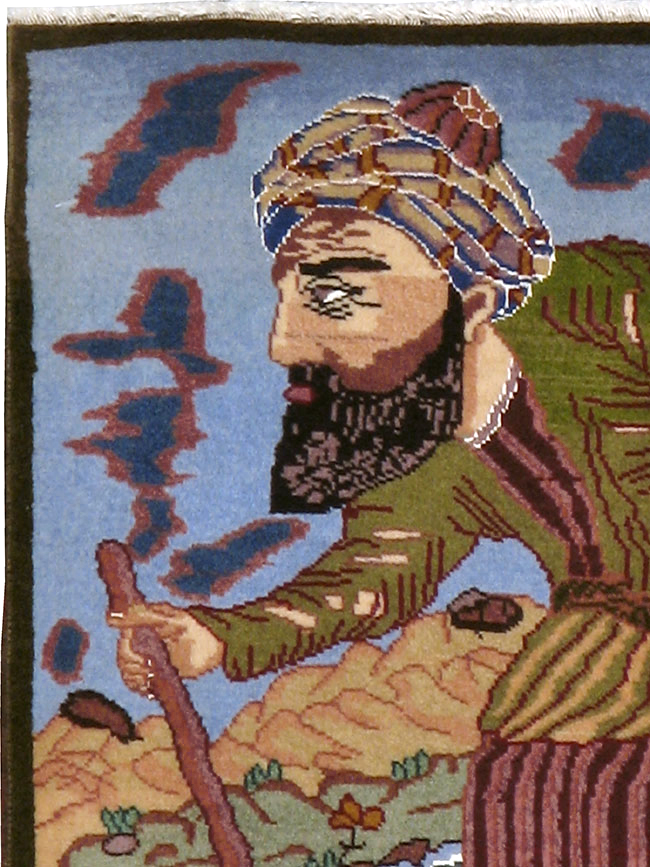 Vintage Persian Tabriz Pictorial Rug, No.22606 - Staging