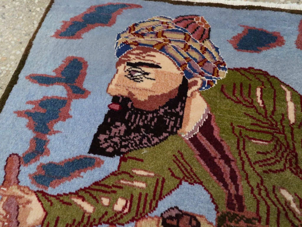 Vintage Persian Tabriz Pictorial Rug, No.22606 - Staging