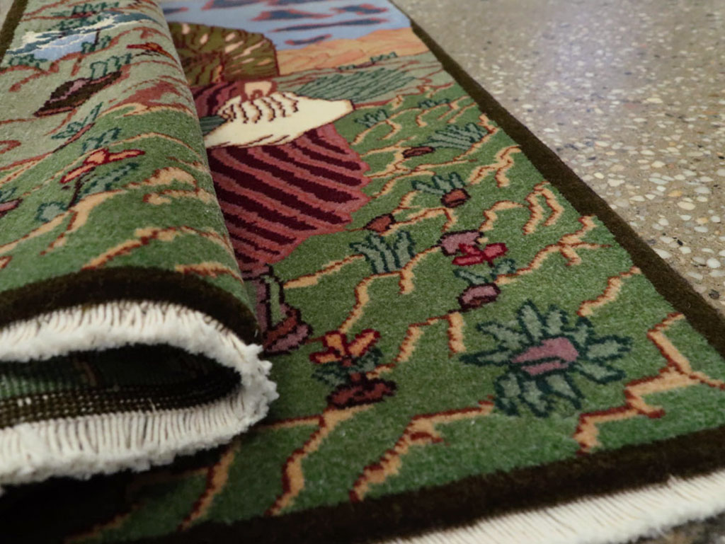 Vintage Persian Tabriz Pictorial Rug, No.22606 - Staging