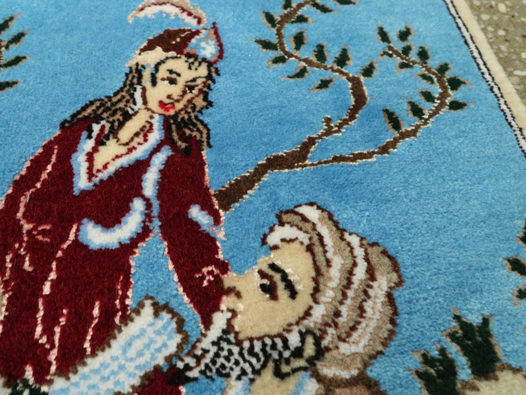 Vintage Persian Tabriz Pictorial Rug, No.22609 - Staging