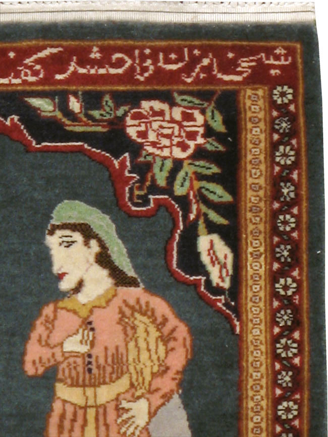 Vintage Persian Tabriz Pictorial Rug, No.22634 - Staging