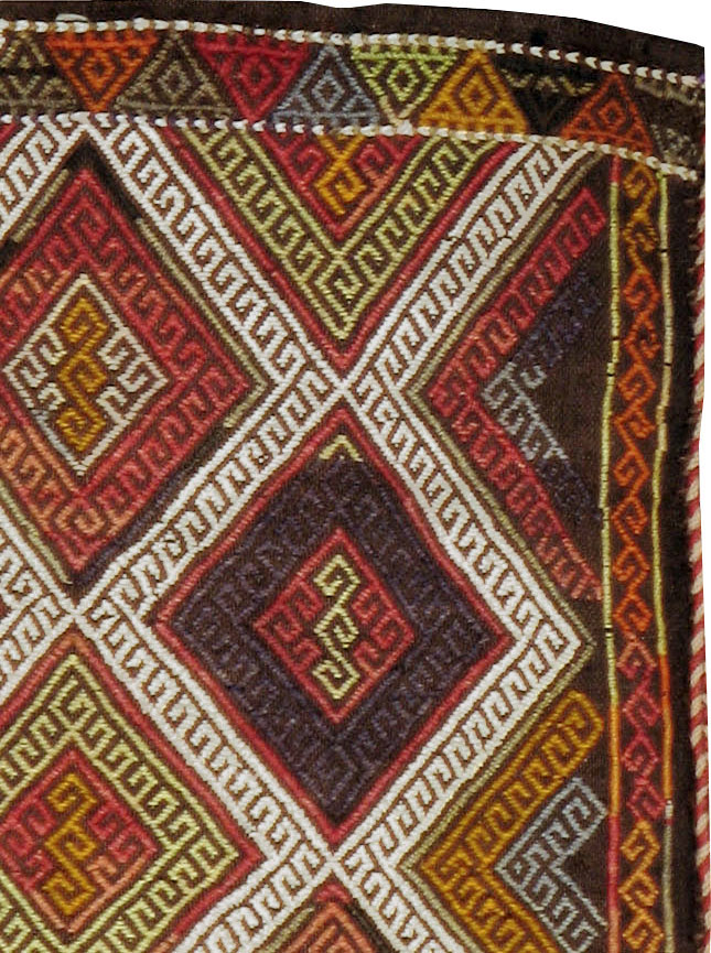 Antique Turkish Flatweave Kilim Pillowcase (Pair: 1 of 2), No.22663 - Staging