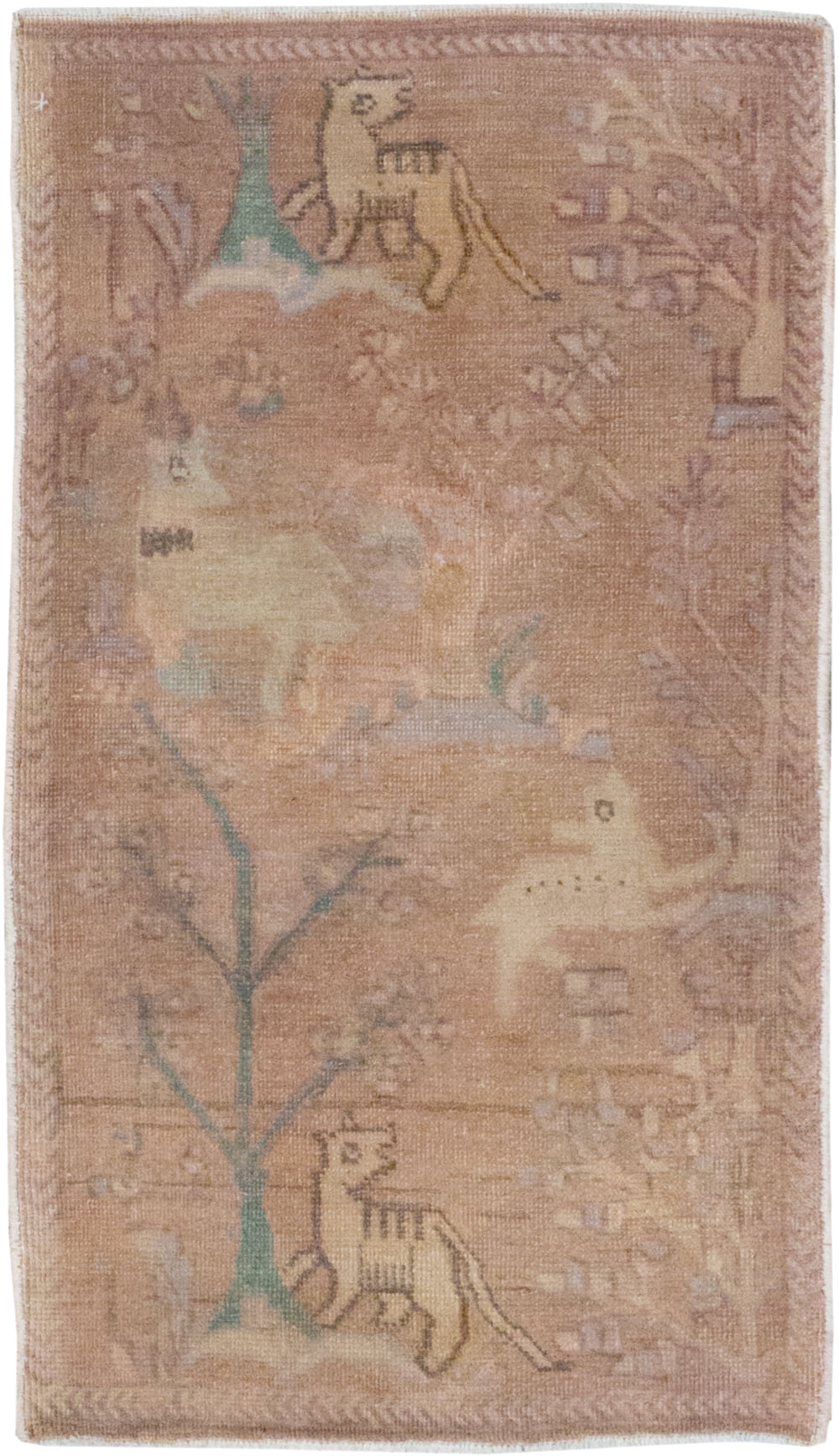 Vintage Persian Tabriz Pictorial Rug, No.22675 - Staging