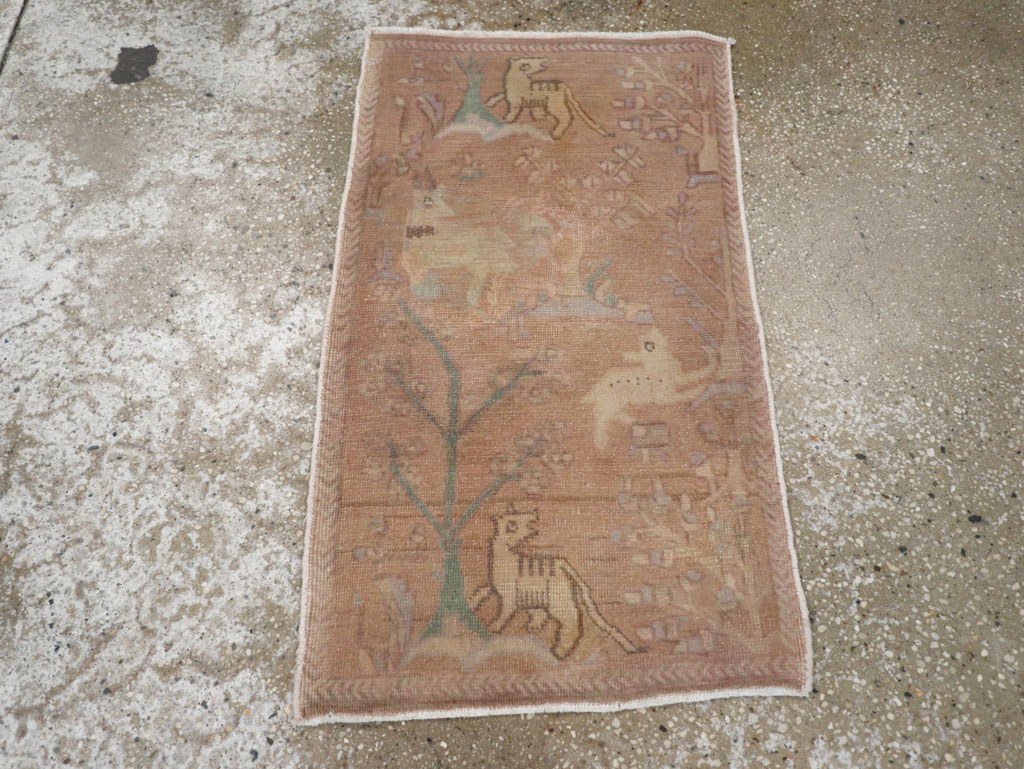 Vintage Persian Tabriz Pictorial Rug, No.22675 - Staging
