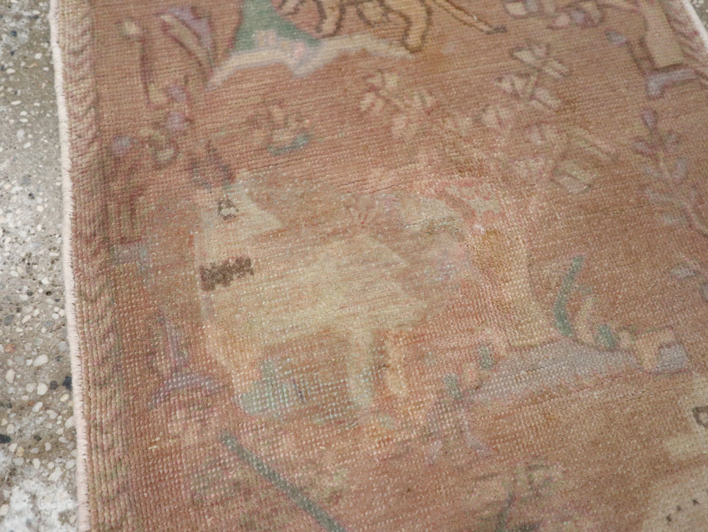 Vintage Persian Tabriz Pictorial Rug, No.22675 - Staging