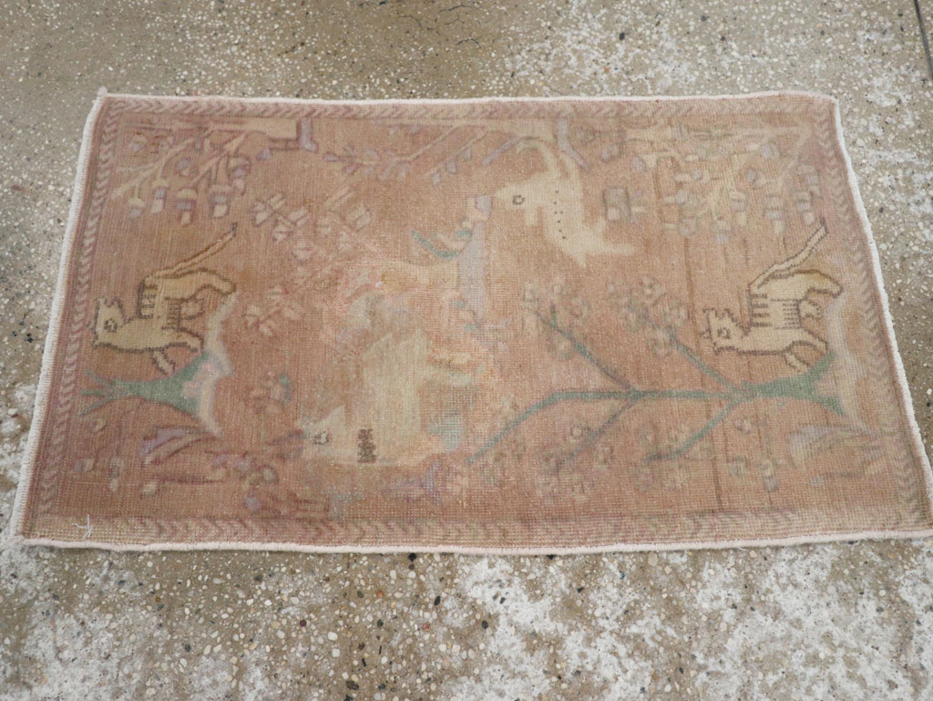 Vintage Persian Tabriz Pictorial Rug, No.22675 - Staging