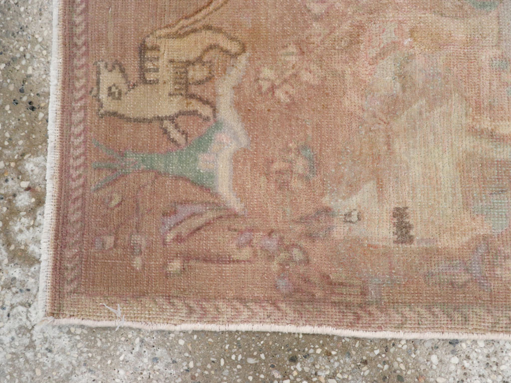 Vintage Persian Tabriz Pictorial Rug, No.22675 - Staging