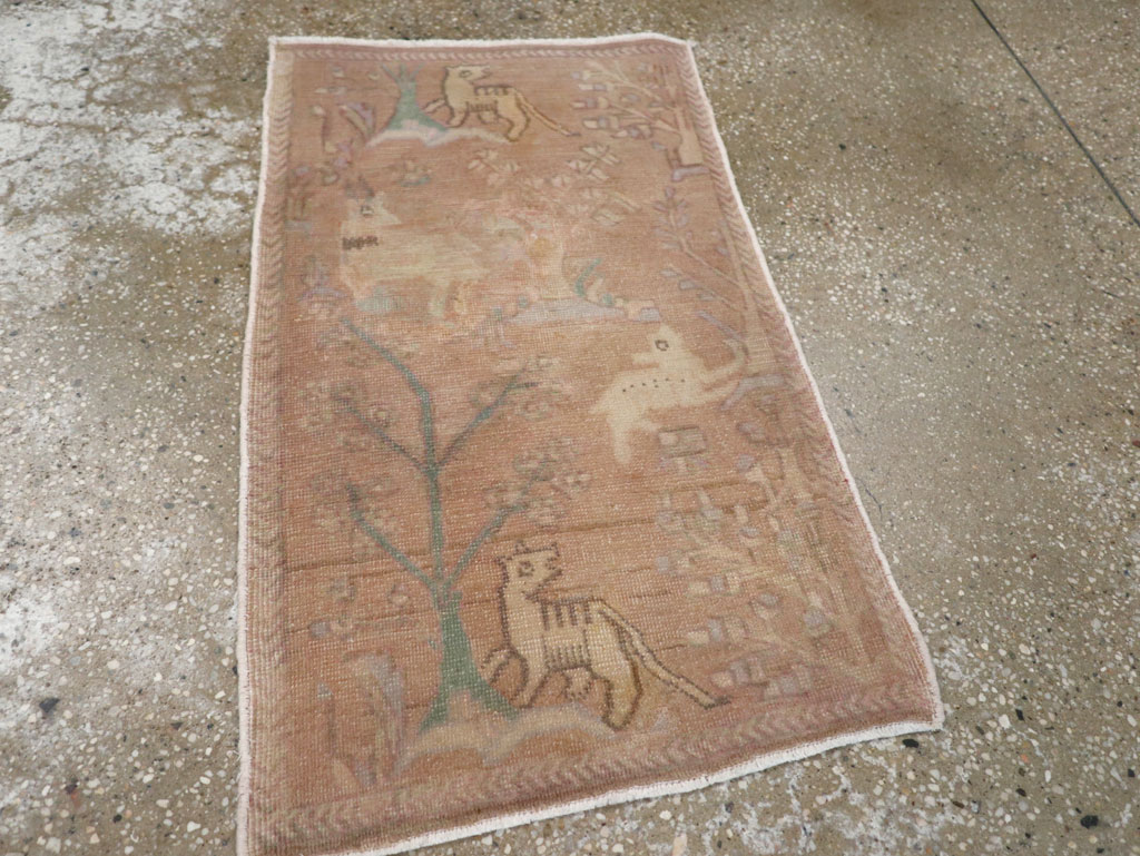 Vintage Persian Tabriz Pictorial Rug, No.22675 - Staging