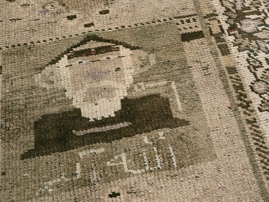 Vintage Persian Malayer Pictorial Rug, No.22676 - Staging