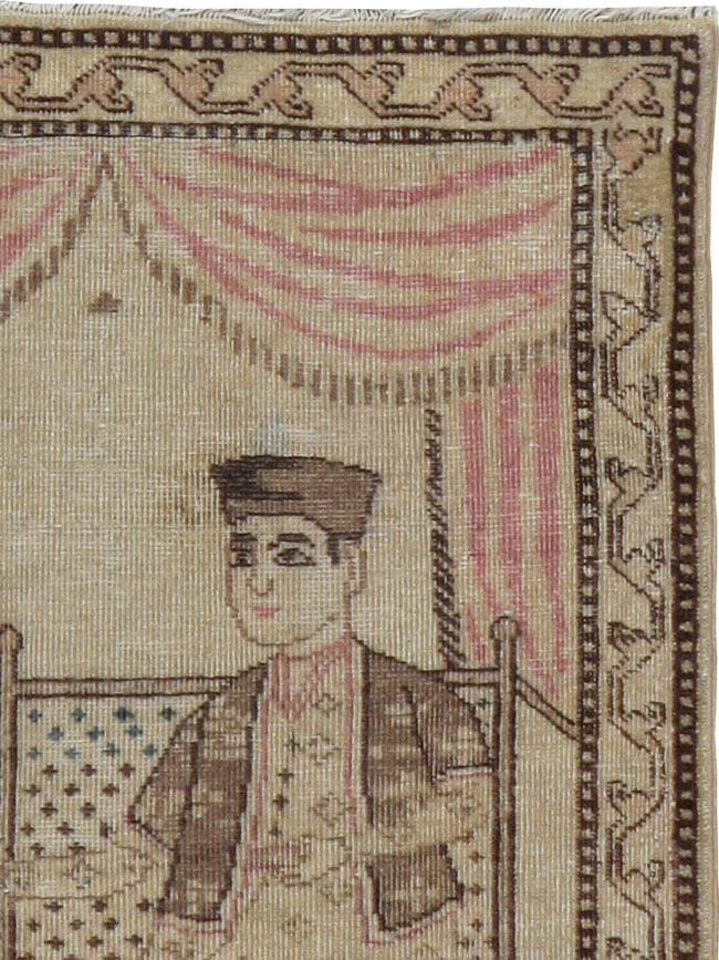 Antique Persian Tabriz Pictorial Rug, No.22695 - Staging