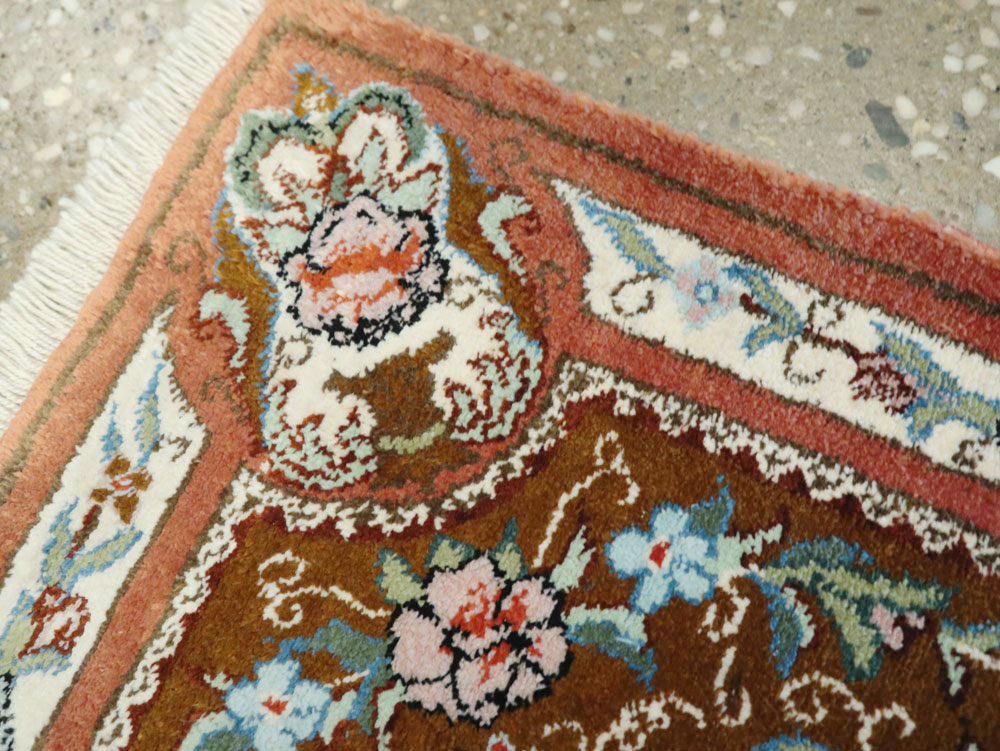 Vintage Persian Quom Silk Rug, No.22707 - Staging