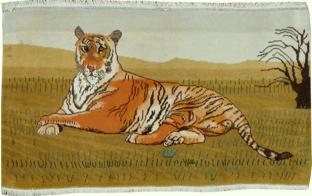 Vintage Persian Tabriz Pictorial Rug, No.22725 - Staging