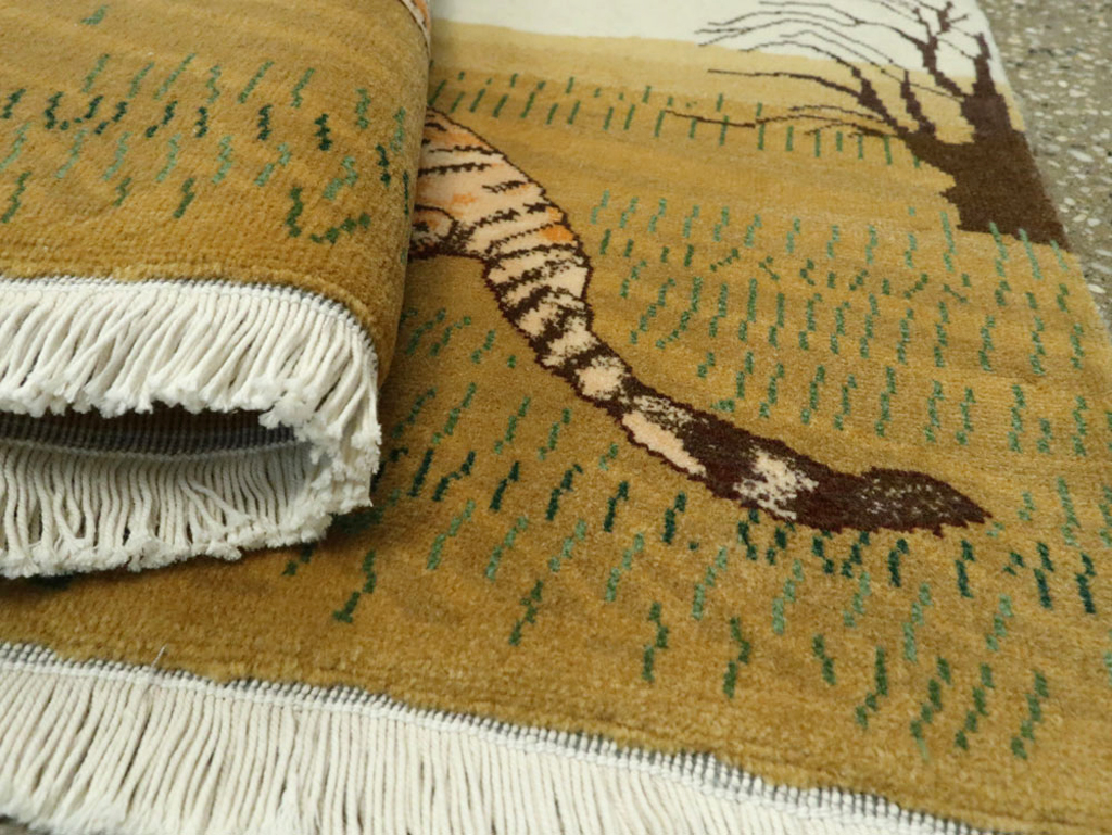 Vintage Persian Tabriz Pictorial Rug, No.22725 - Staging