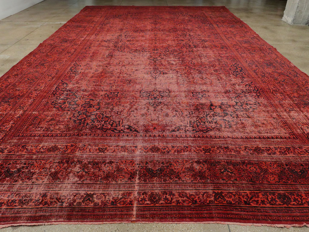Antique Persian Mashad Over-Dye Carpet, No.22802 - Staging