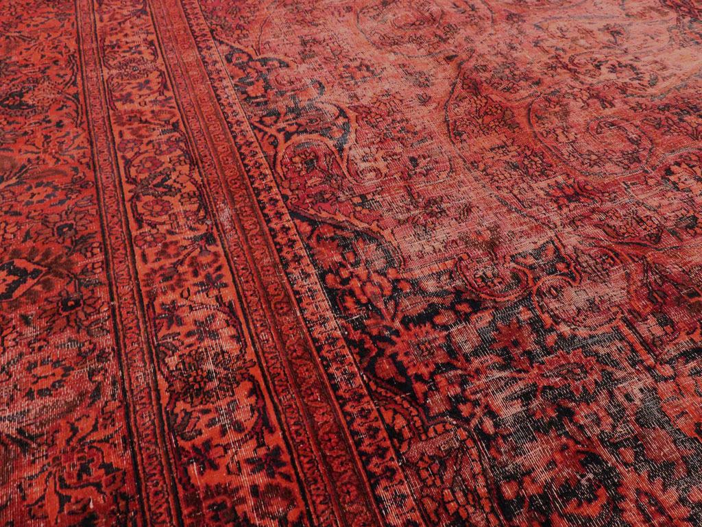 Antique Persian Mashad Over-Dye Carpet, No.22802 - Staging