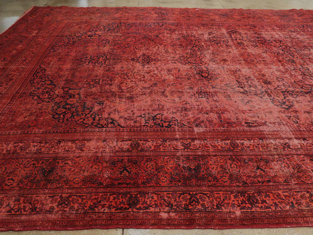 Antique Persian Mashad Over-Dye Carpet, No.22802 - Staging