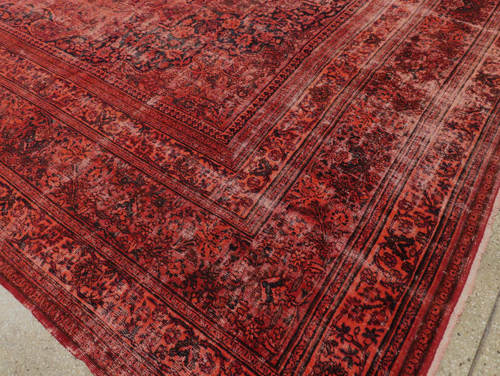 Antique Persian Mashad Over-Dye Carpet, No.22802 - Staging