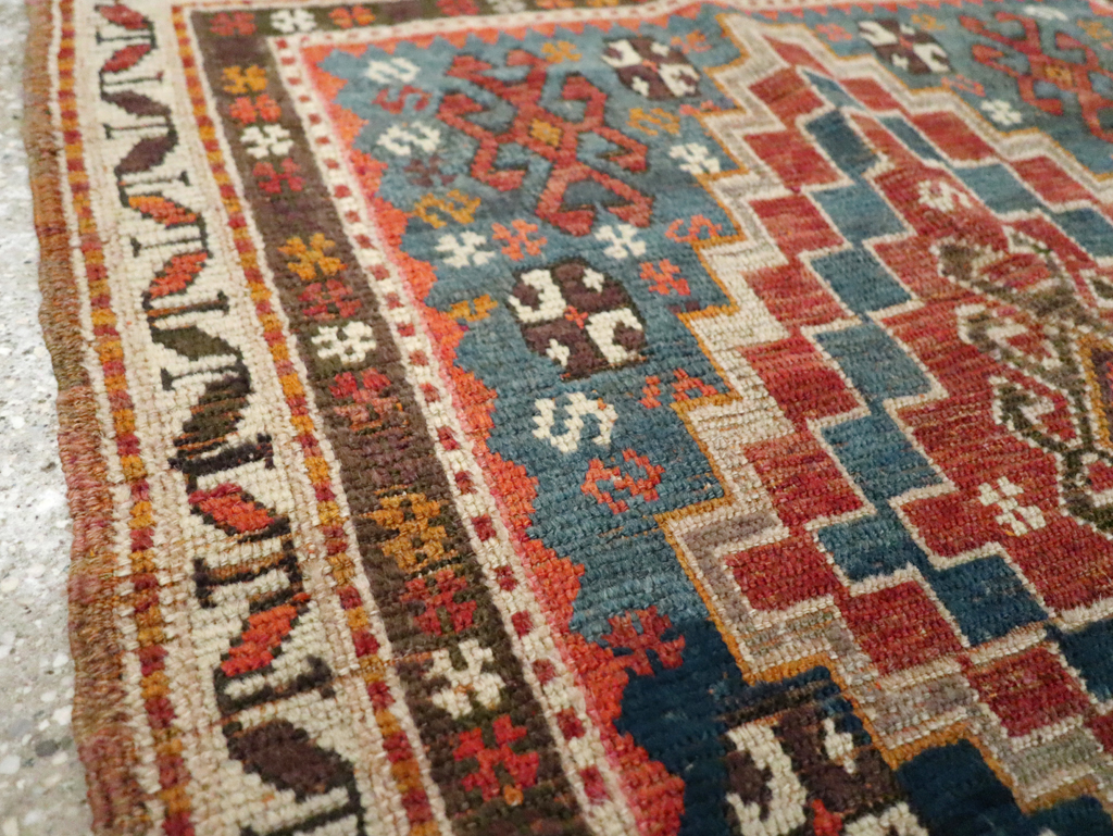 Antique Caucasian Kazak Square Throw Rug, No.22843 - Staging