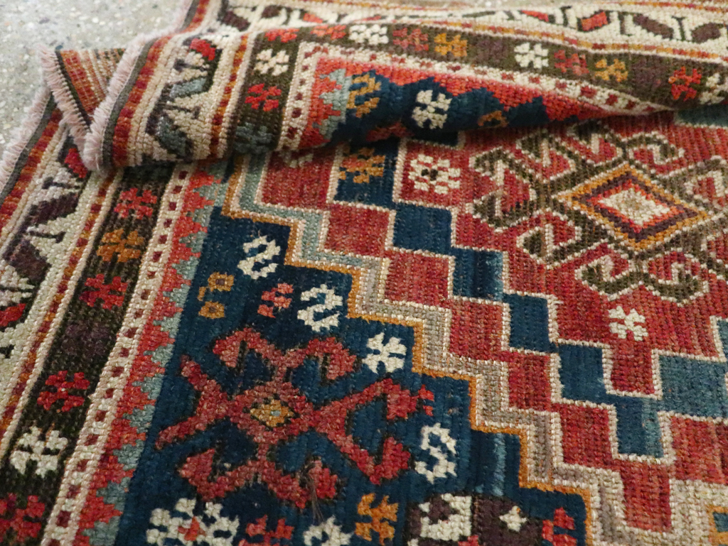 Antique Caucasian Kazak Square Throw Rug, No.22843 - Staging