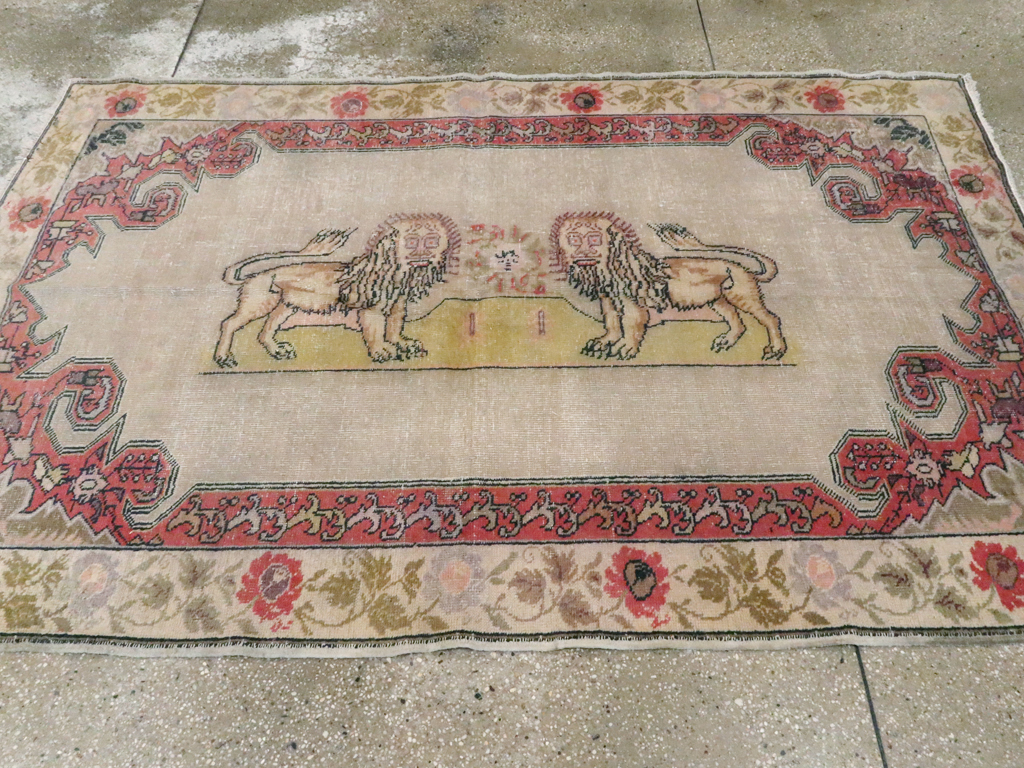 Antique Turkish Sivas Pictorial Rug, No.22858 - Staging