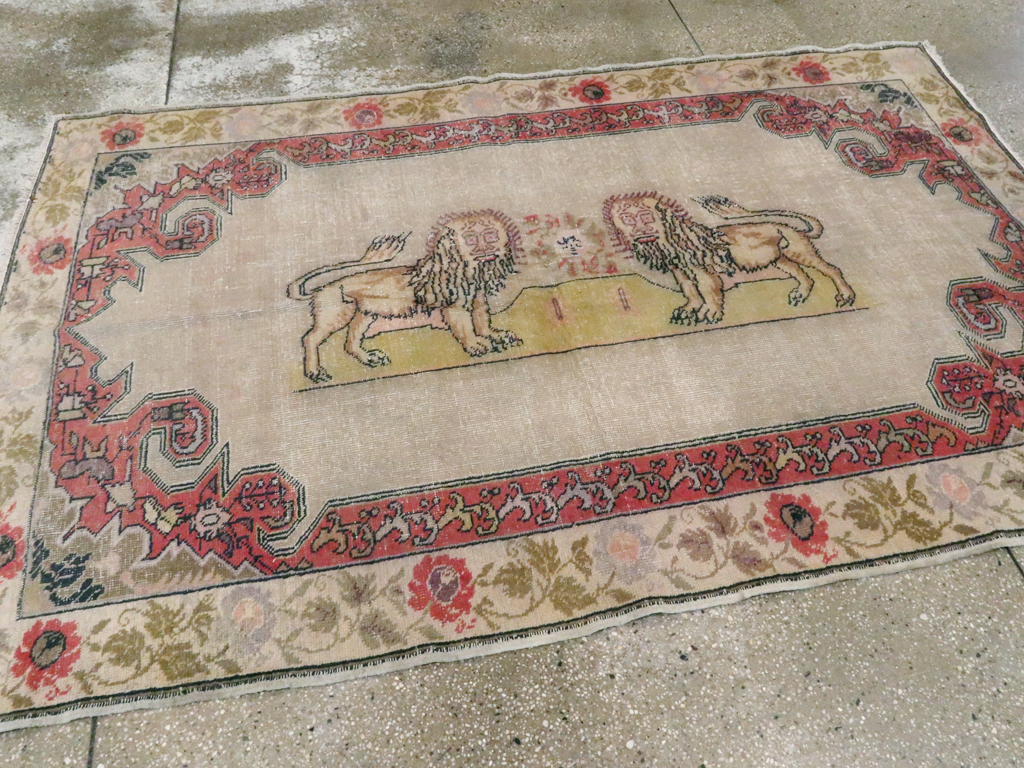 Antique Turkish Sivas Pictorial Rug, No.22858 - Staging