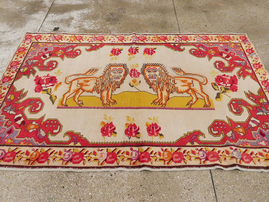 Antique Turkish Sivas Pictorial Rug, No.22859 - Staging