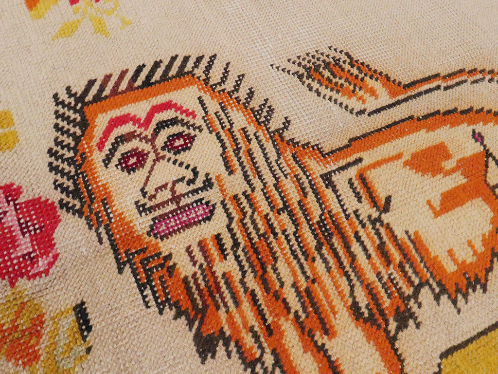 Antique Turkish Sivas Pictorial Rug, No.22859 - Staging