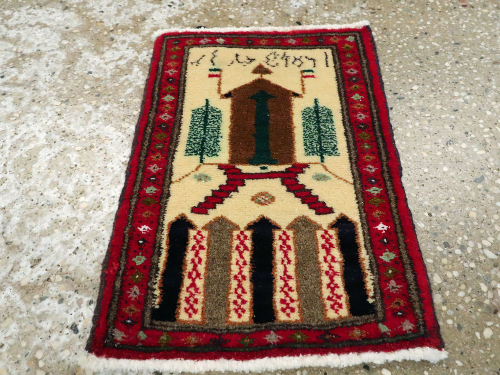 Vintage Persian Baluch Pictorial Rug (Pair: 1 of 2), No.22880 - Staging