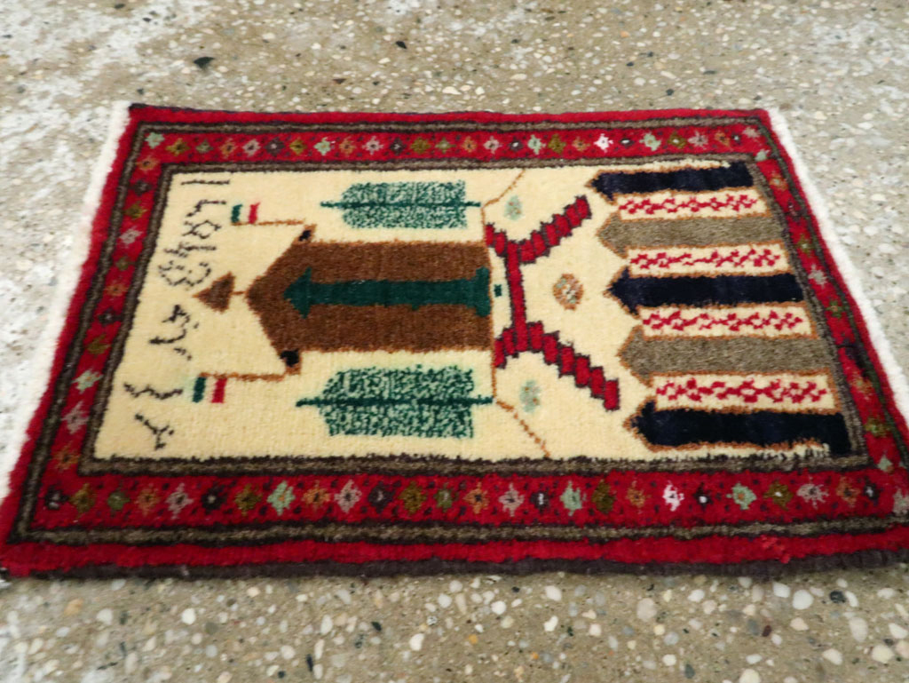 Vintage Persian Baluch Pictorial Rug (Pair: 1 of 2), No.22880 - Staging