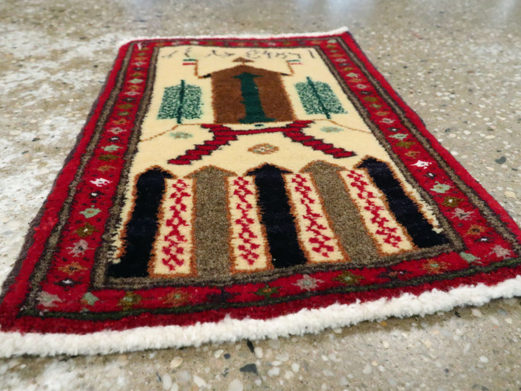 Vintage Persian Baluch Pictorial Rug (Pair: 1 of 2), No.22880 - Staging