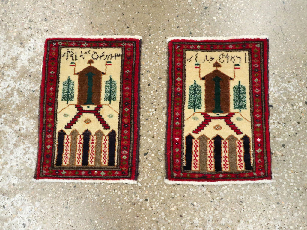 Vintage Persian Baluch Pictorial Rug (Pair: 1 of 2), No.22880 - Staging