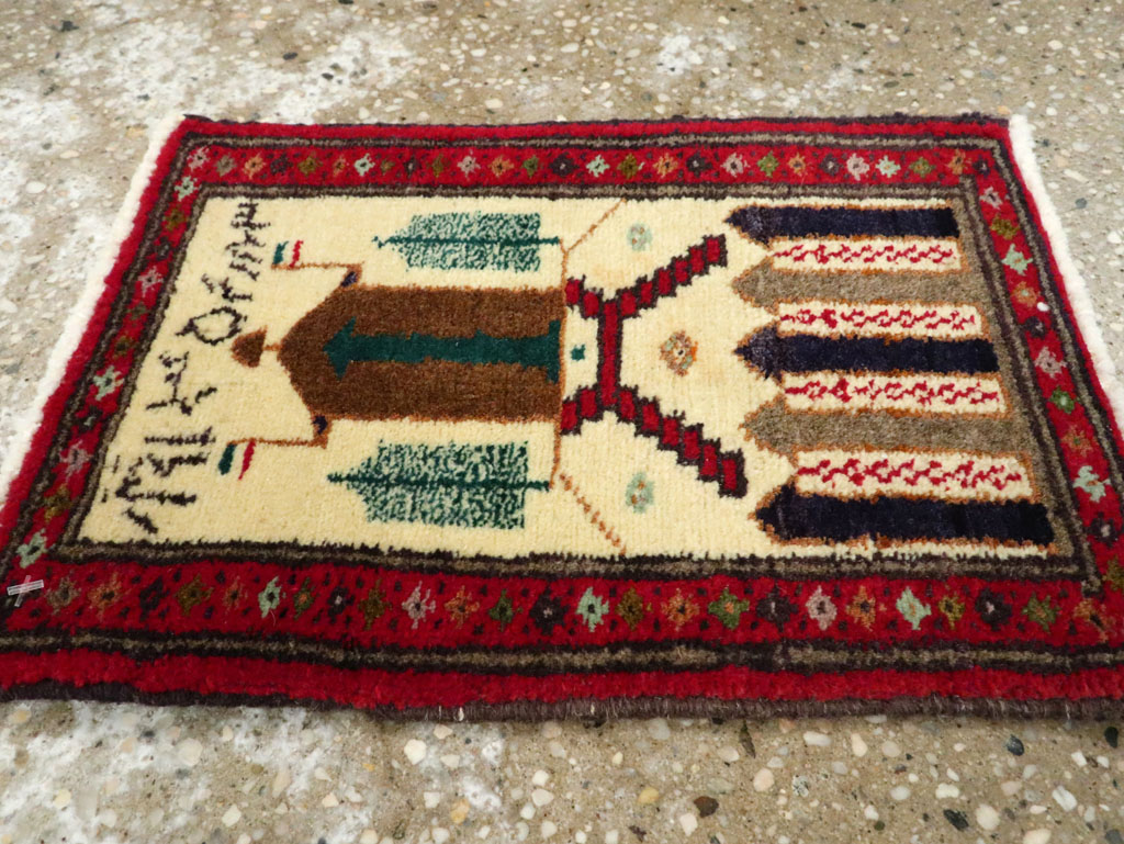 Vintage Persian Baluch Pictorial Rug (Pair: 2 of 2), No.22885 - Staging