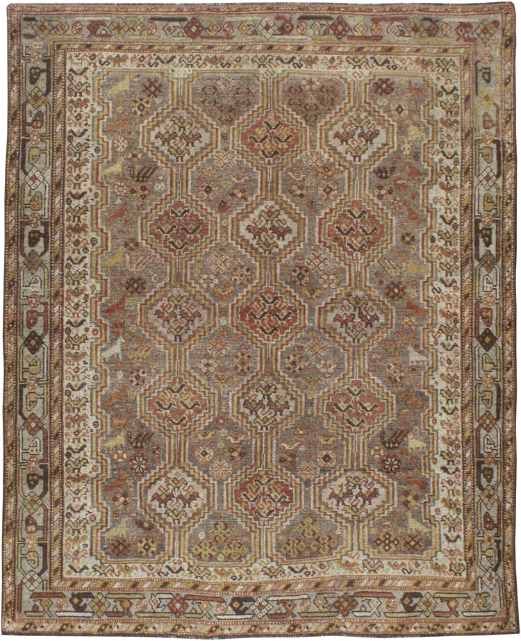 Antique Persian Shiraz Square Rug, No.22898 - Staging