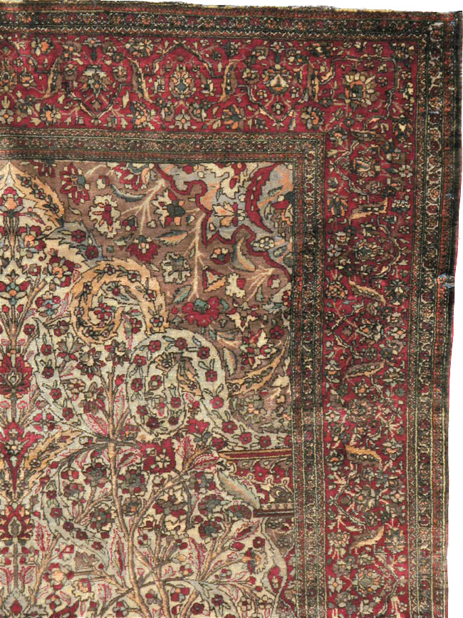 Antique Persian Silk Kashan Rug, No.22900 - Staging
