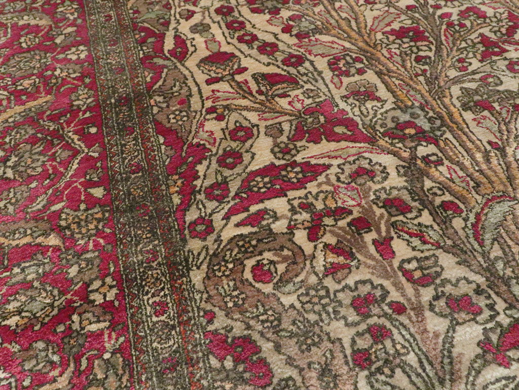 Antique Persian Silk Kashan Rug, No.22900 - Staging