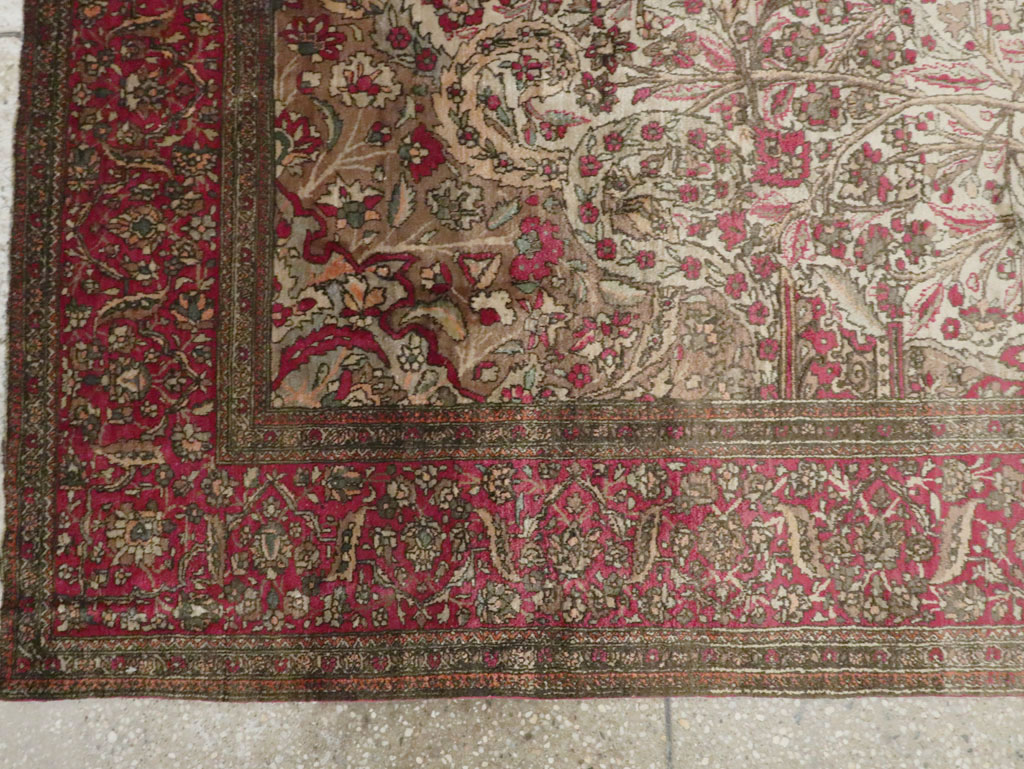 Antique Persian Silk Kashan Rug, No.22900 - Staging