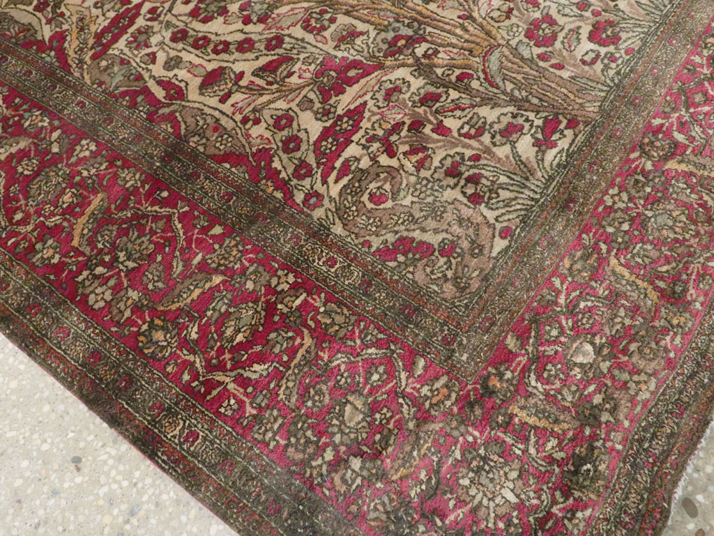 Antique Persian Silk Kashan Rug, No.22900 - Staging