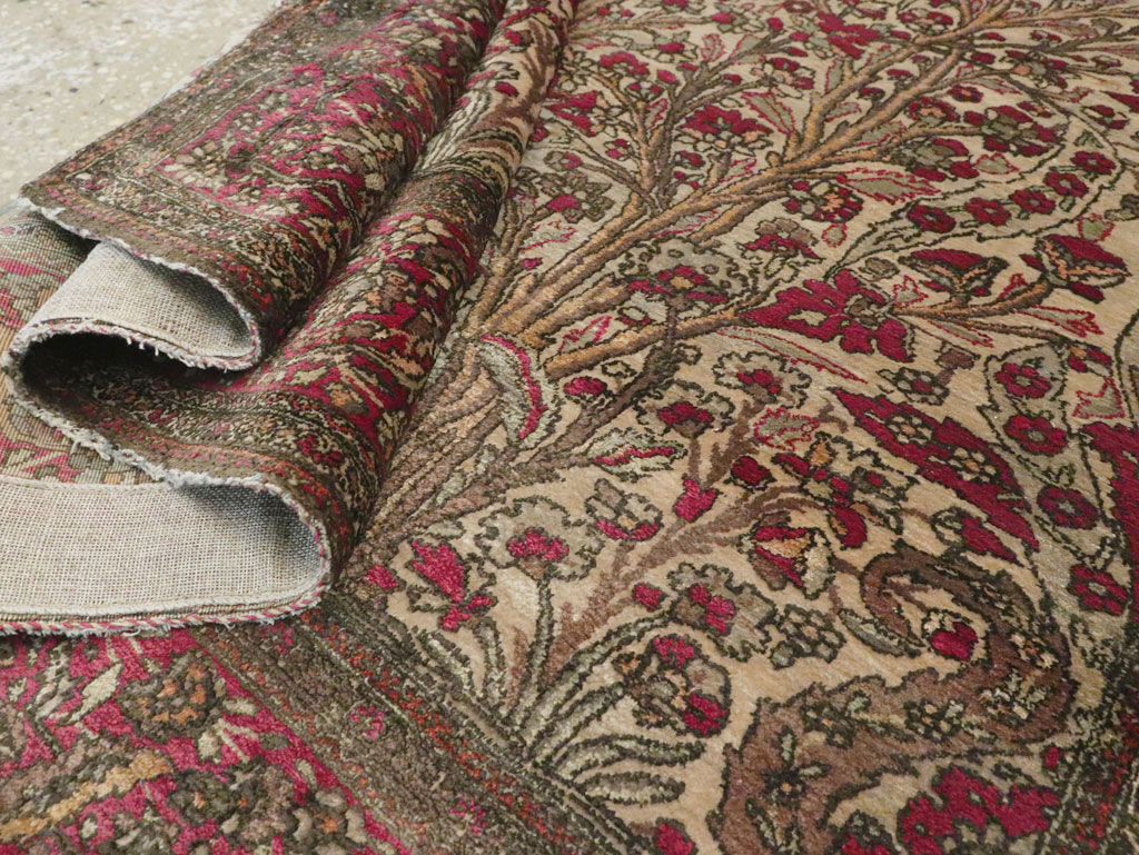 Antique Persian Silk Kashan Rug, No.22900 - Staging