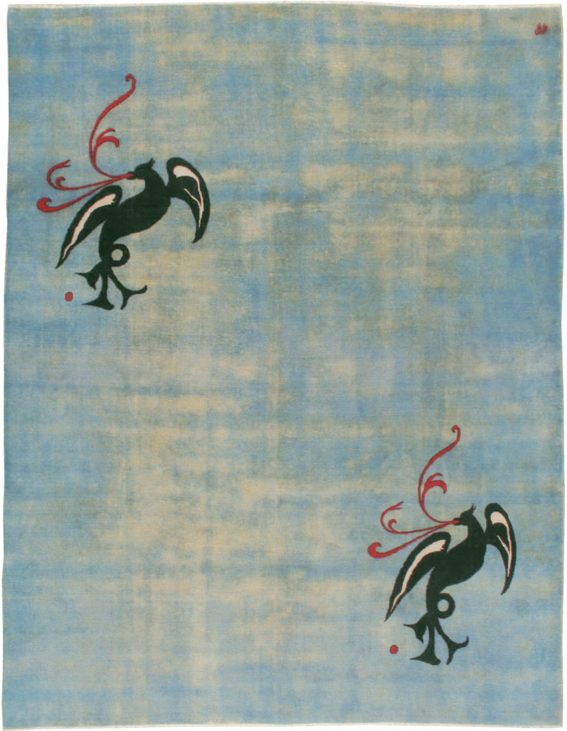 Vintage Persian Modernist Art-Deco Carpet, No.22909 - Staging