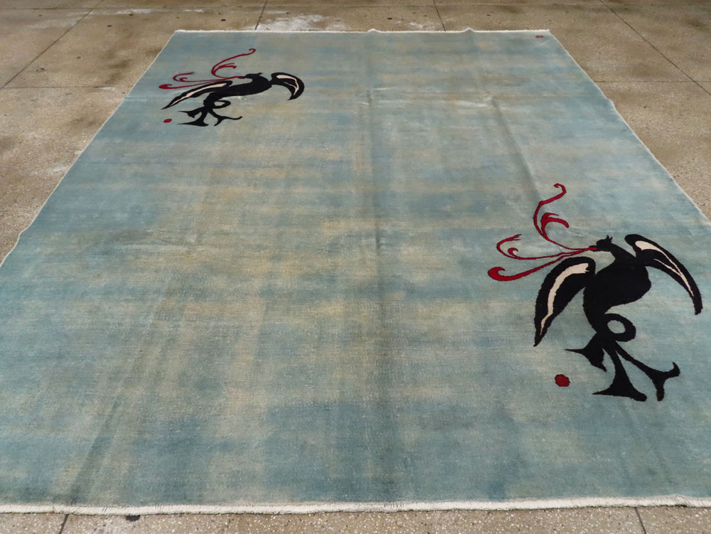 Vintage Persian Modernist Art-Deco Carpet, No.22909 - Staging