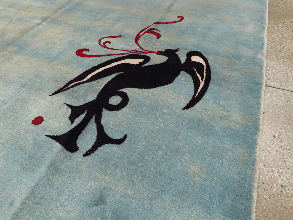 Vintage Persian Modernist Art-Deco Carpet, No.22909 - Staging