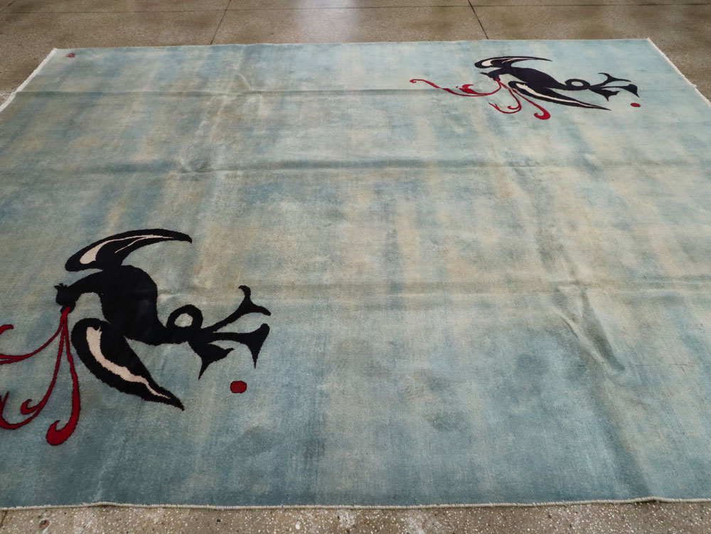 Vintage Persian Modernist Art-Deco Carpet, No.22909 - Staging