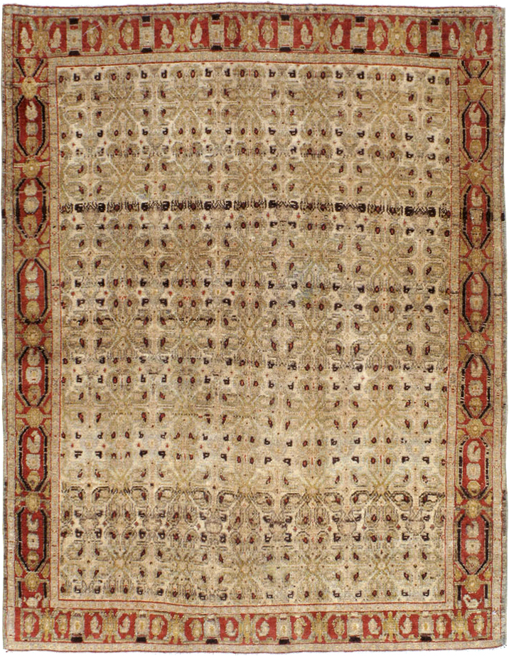 Antique Persian Senneh Malayer Rug, No.22945 - Staging