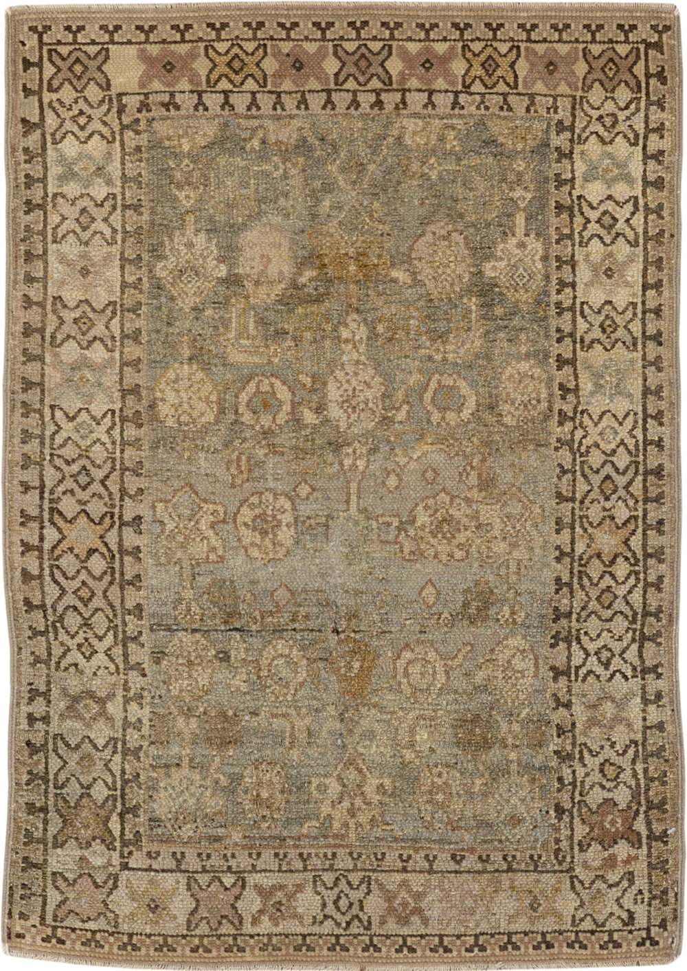 Antique Persian Bibikabad Throw Rug, No.22969 - Staging
