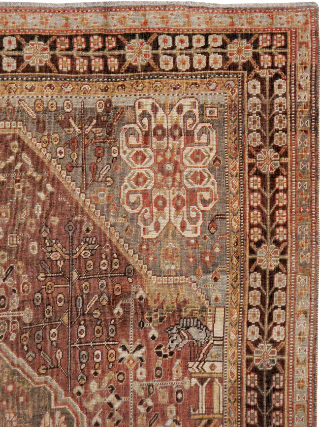 Vintage Persian Shiraz Rug, No.22980 - Staging
