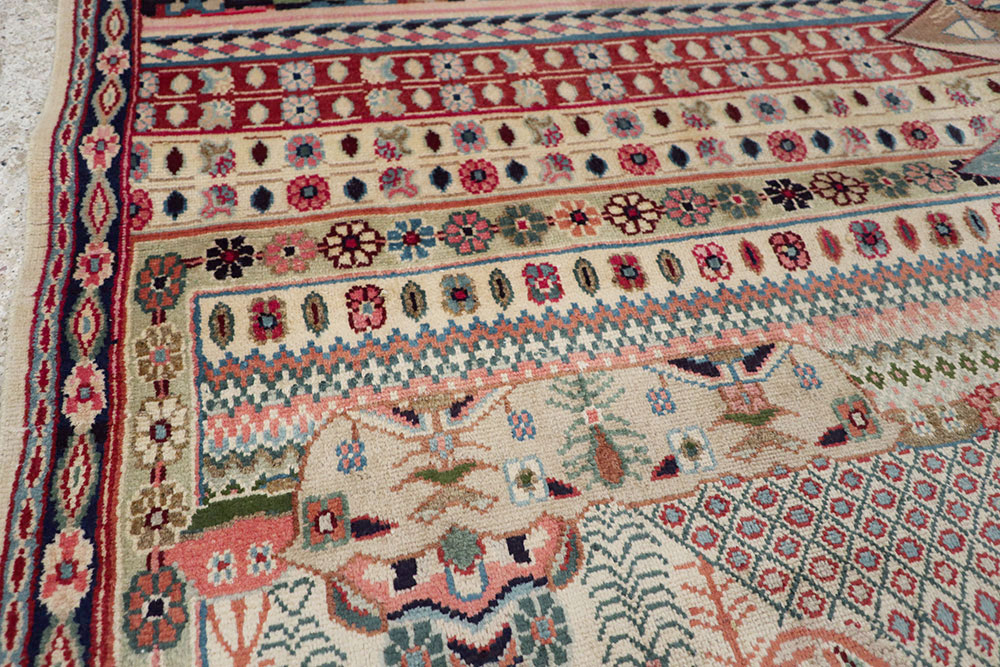 Vintage Persian Kashan Modernist Rug, No.22983 - Staging